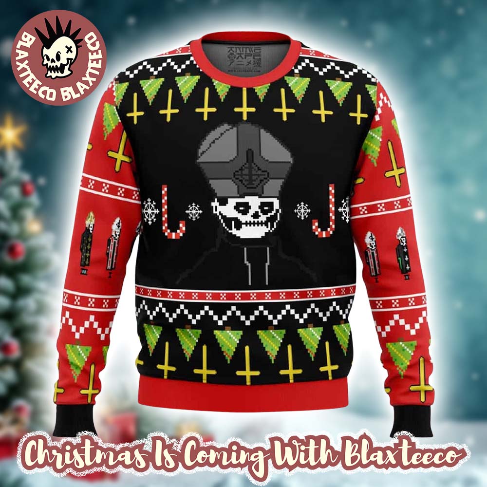 Ghost Band Papa Emeritus Funny Holiday Pixel Ciby Ugly Christmas Sweater Gift For Fans Unisex T-shirt, Sweatshirt, Hoodie, Long Sleeve Tee - T-Shirt, Sweatshirt, Hoodie