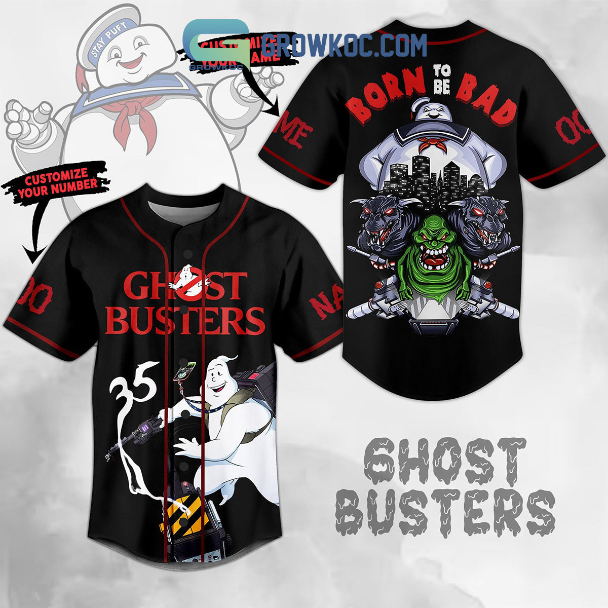 Ghost Busters Born To Be Bad Personalized Baseball Jersey baseball jersey product view 1