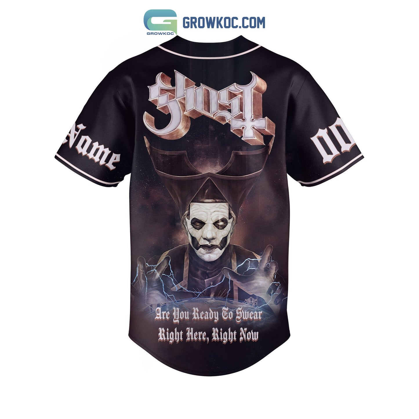 Ghost He Is Darkness At The Heart Of My Love Jesus He Knows Me Is Hunter’s Moon Personalized Baseball Jersey baseball jersey product view 3