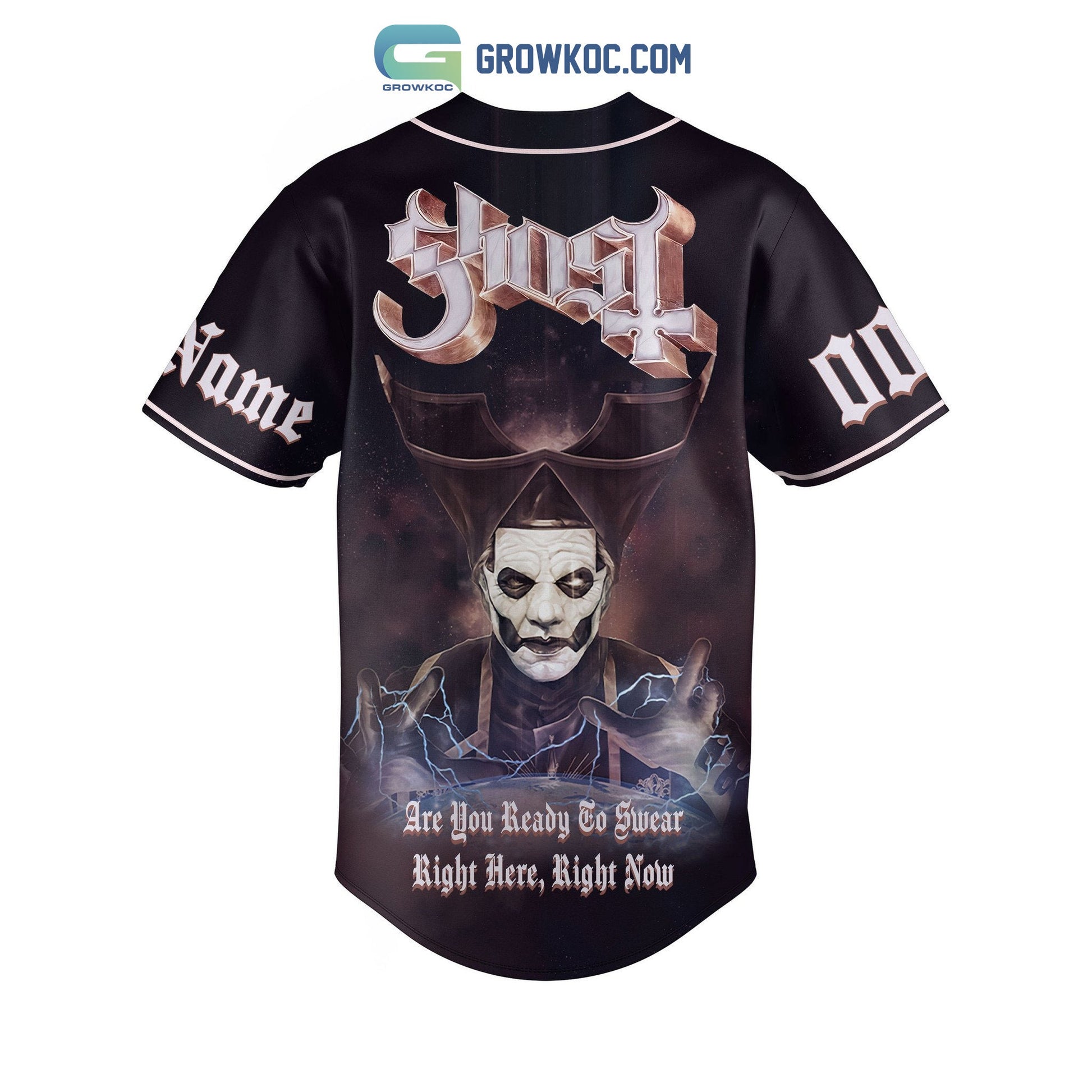 Ghost He Is Darkness At The Heart Of My Love Jesus He Knows Me Is Hunter’s Moon Personalized Baseball Jersey baseball jersey product view 3