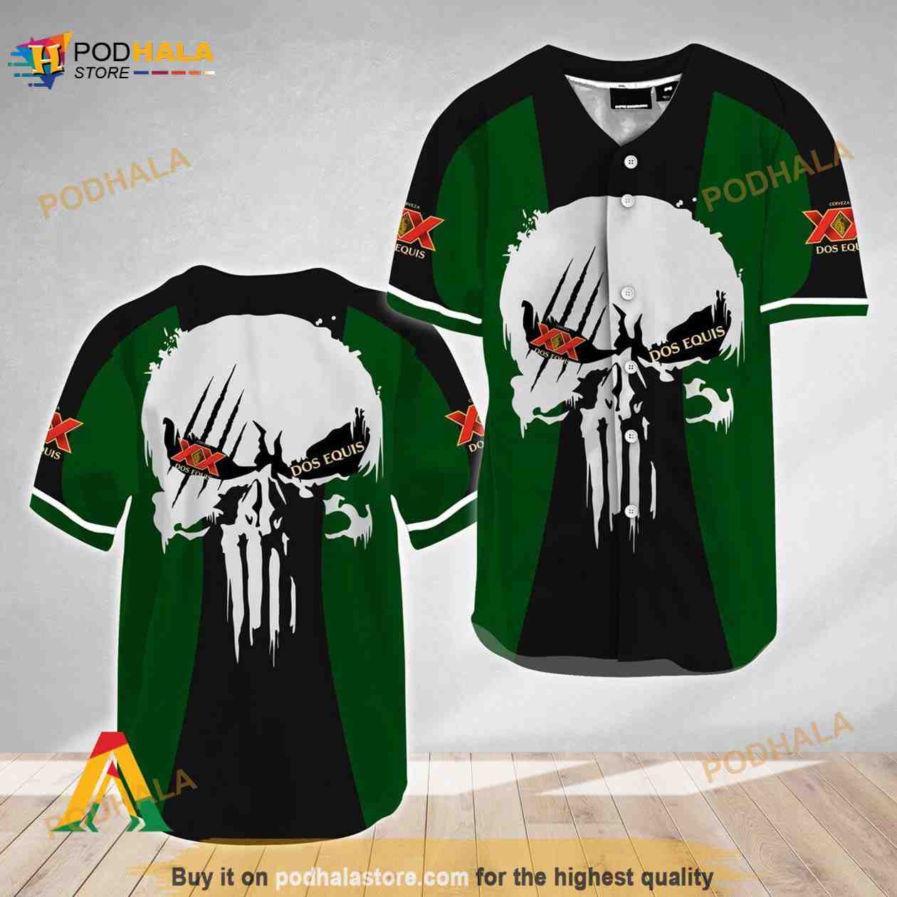 Ghost Head White Skull Dos Equis 3D Baseball Jersey baseball jersey product view 1