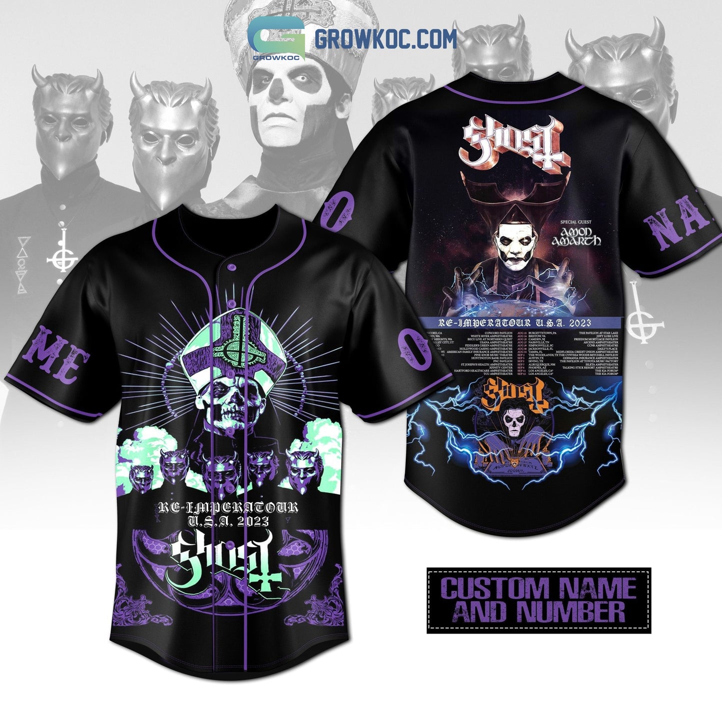 Ghost Impera Tour With Special Guest Amon Amarch Personalized Baseball Jersey baseball jersey product view 1