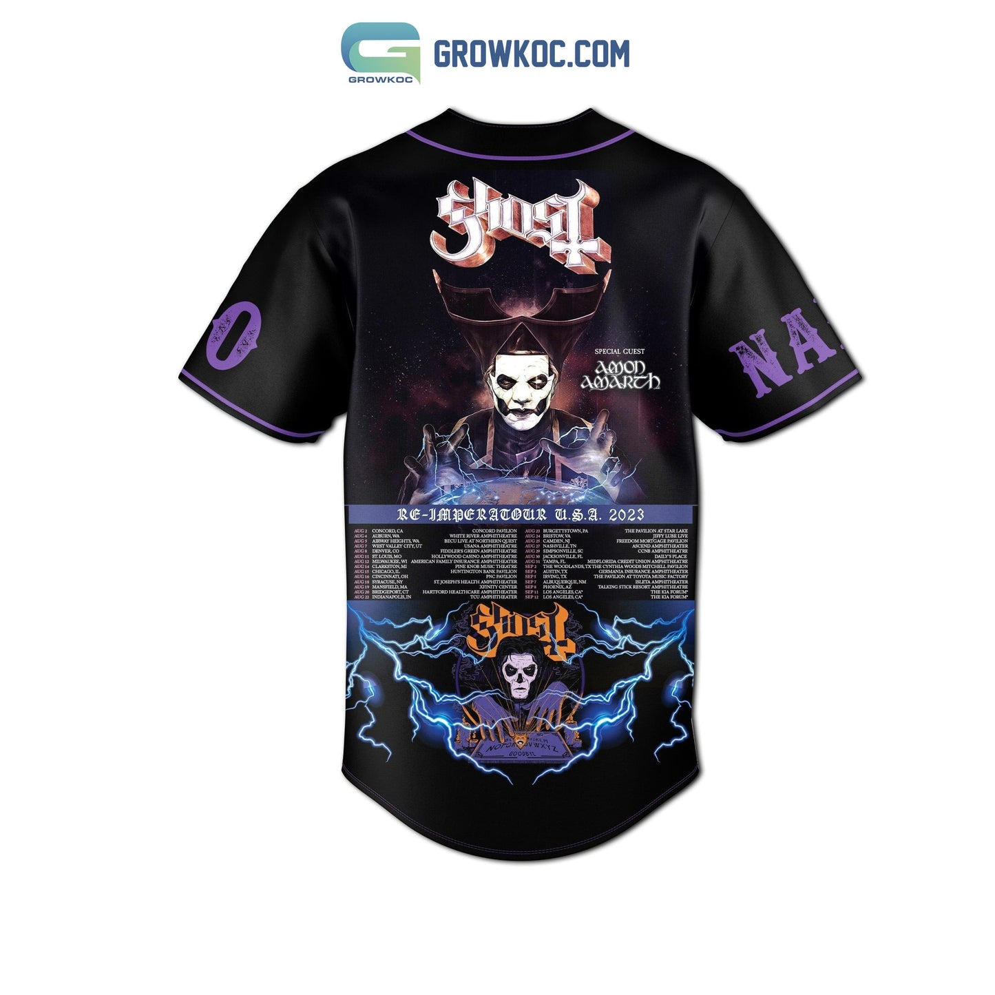 Ghost Impera Tour With Special Guest Amon Amarch Personalized Baseball Jersey baseball jersey product view 3