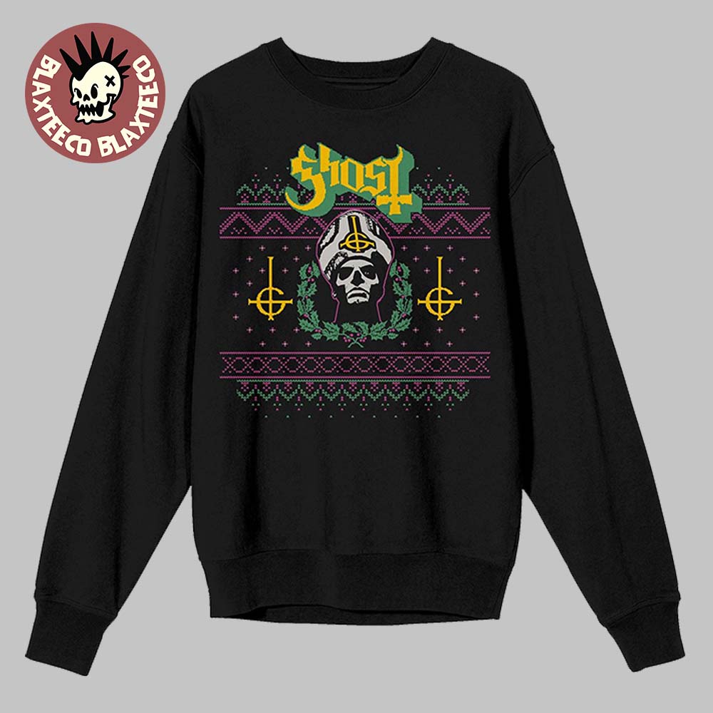 Ghost Papa Emeritus Festive Xmas Style Holiday Sweatshirt Unisex T-shirt, Sweatshirt, Hoodie, Long Sleeve Tee - T-Shirt, Sweatshirt, Hoodie
