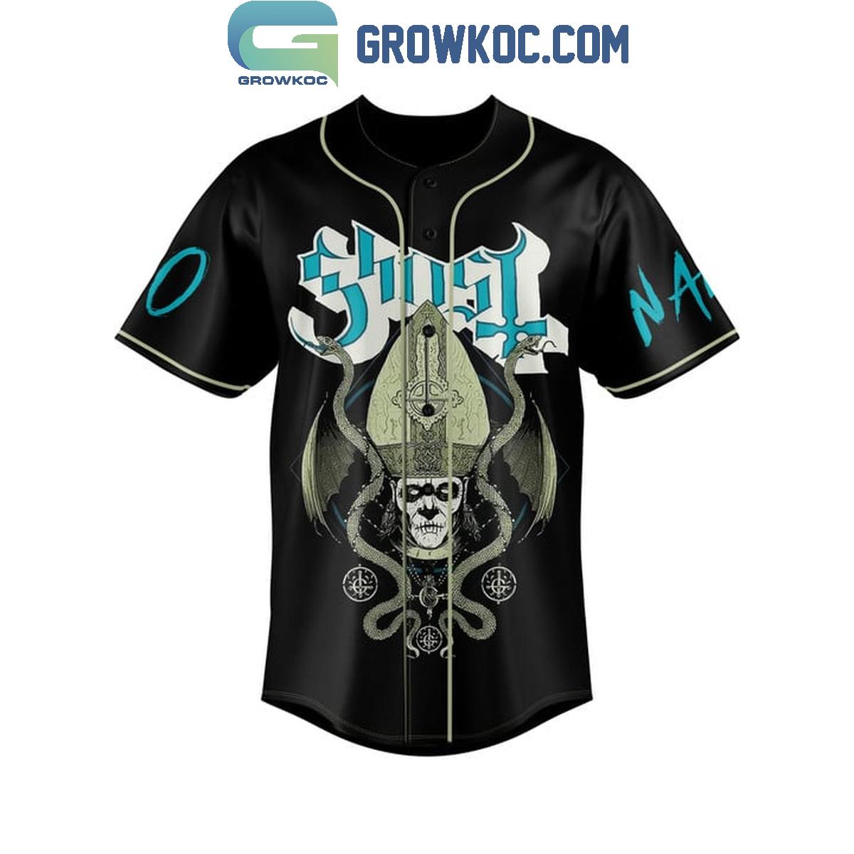 Ghost Rock Band The World Is On Fire Personalized Baseball Jersey baseball jersey product view 3