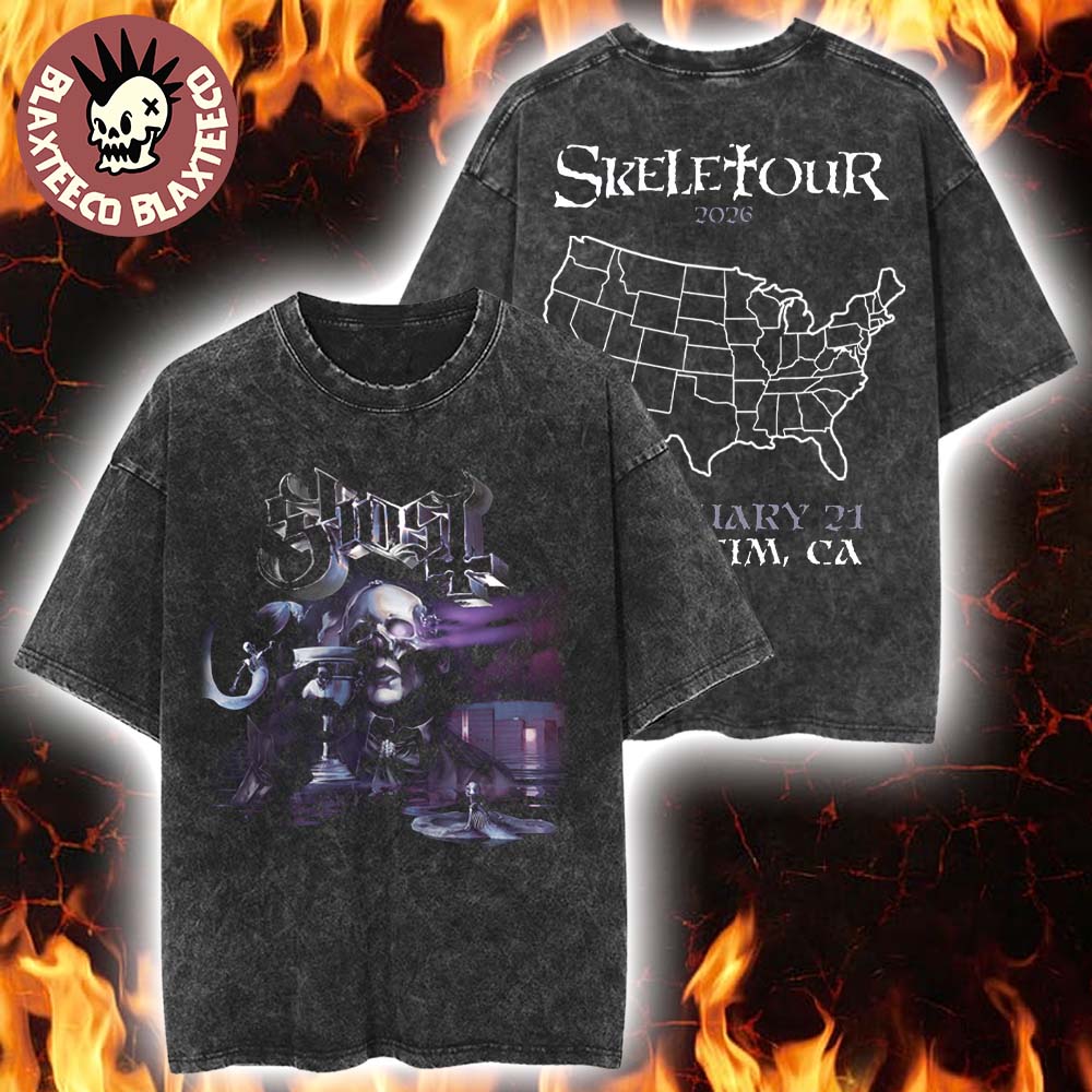 Ghost Skeletour 2026 Anaheim California Venue Ritual Tee At Honda Center On February 21 2026 Retro Washed T-Shirt - T-Shirt, Sweatshirt, Hoodie