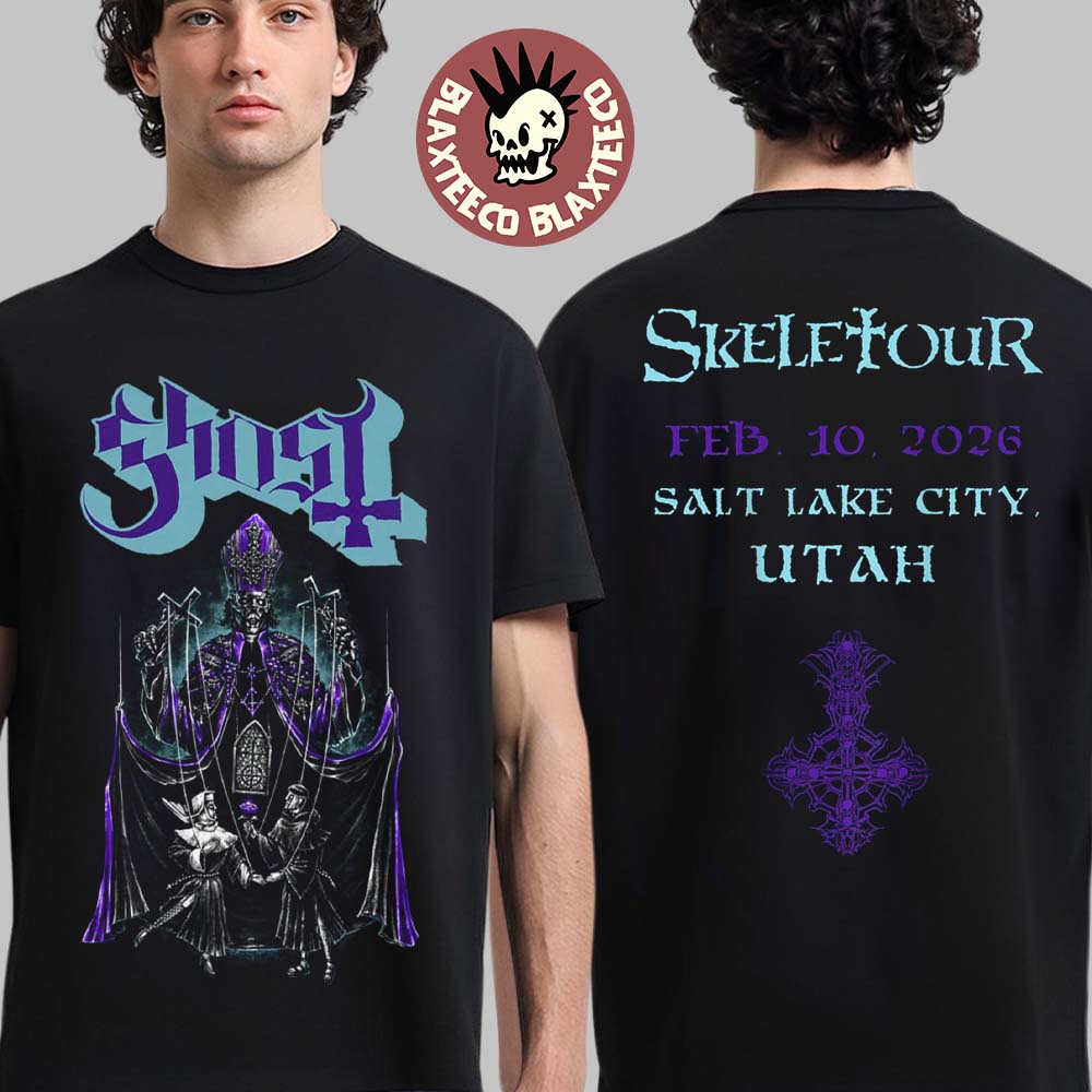 Ghost Skeletour 2026 Salt Lake City Utah On Feb 10 2026 Amazon Exclusive T-Shirt Unisex T-shirt, Sweatshirt, Hoodie, Long Sleeve Tee - T-Shirt, Sweatshirt, Hoodie