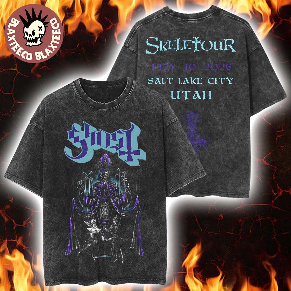Ghost Skeletour 2026 Salt Lake City Utah On Feb 10 2026 Amazon Exclusive Vintage Washed Tee - T-Shirt, Sweatshirt, Hoodie