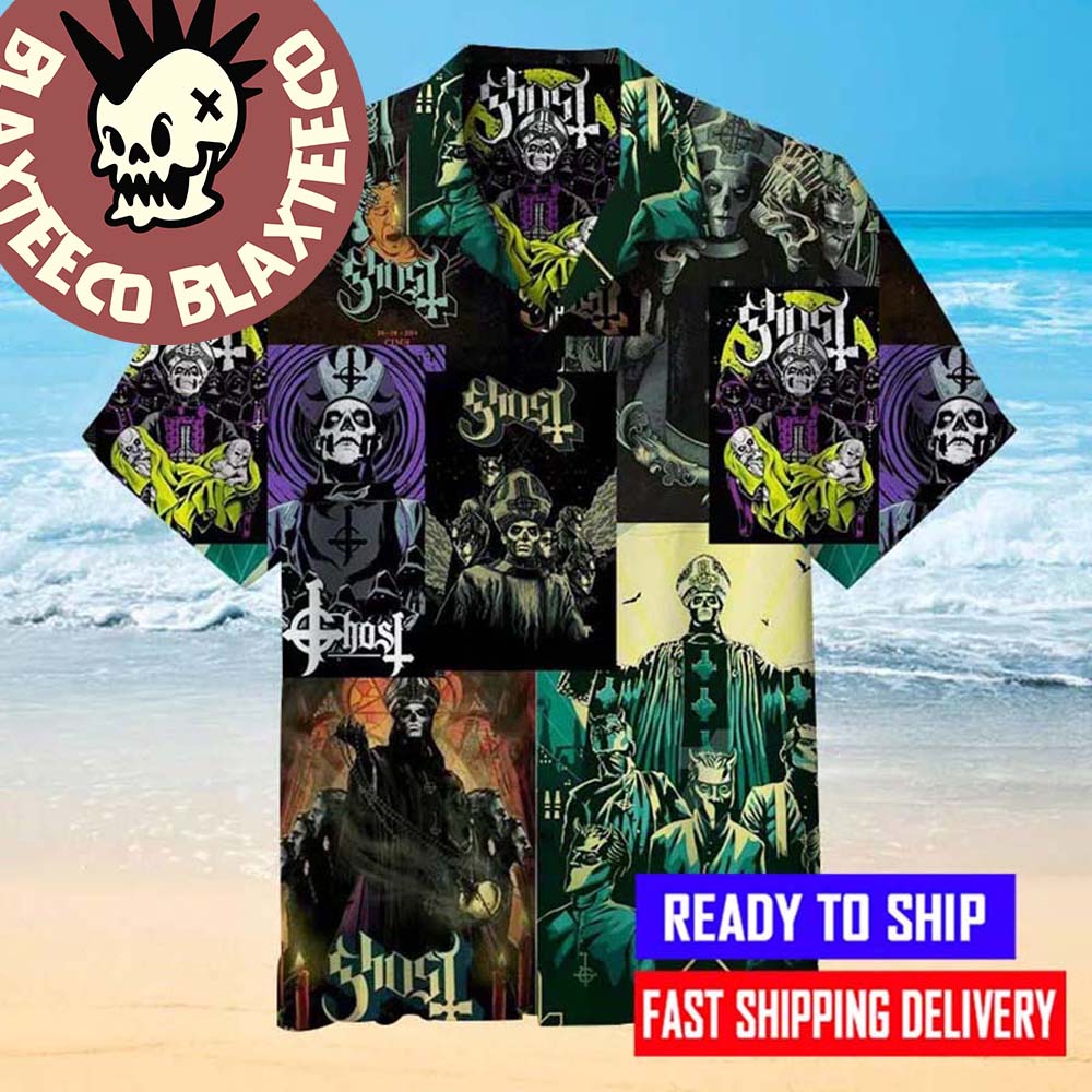 Ghost Swedish Band Ghost Papa Art Pattern Summer 2025 Hawaiian Shirt Unisex T-shirt, Sweatshirt, Hoodie, Long Sleeve Tee - T-Shirt, Sweatshirt, Hoodie