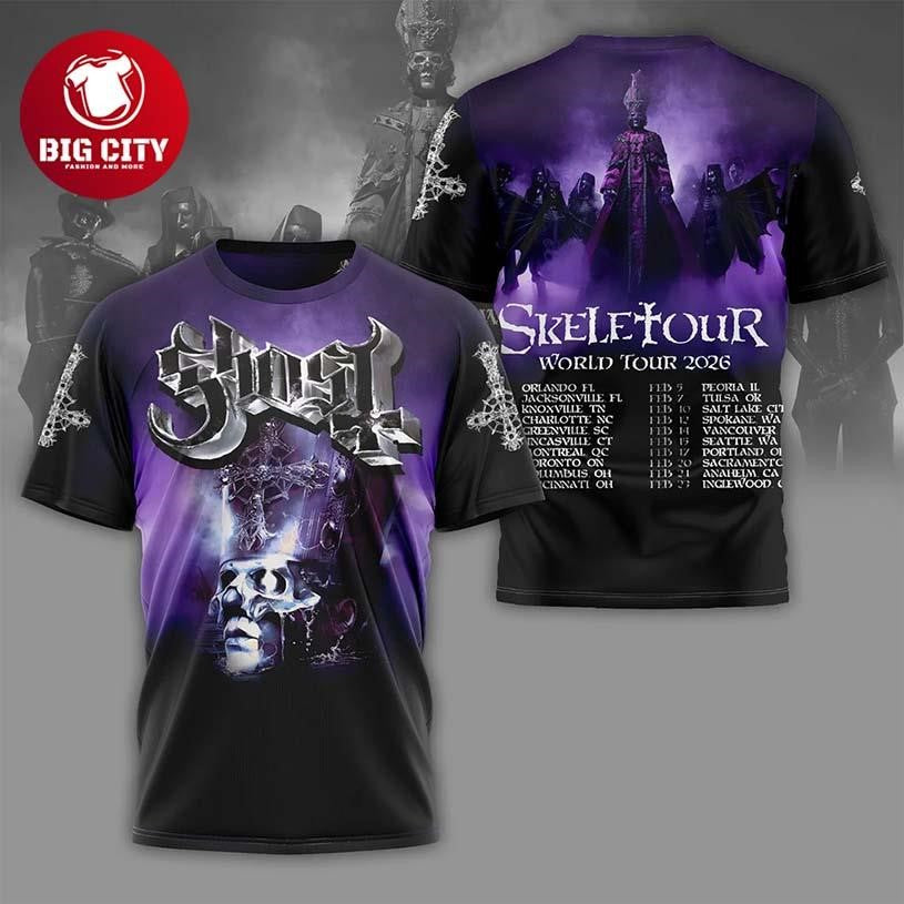 Ghost World Tour 2026 Graphic Shirt Gift Two Sided Shirt Unisex T-shirt, Sweatshirt, Hoodie, Long Sleeve Tee - T-Shirt, Sweatshirt, Hoodie