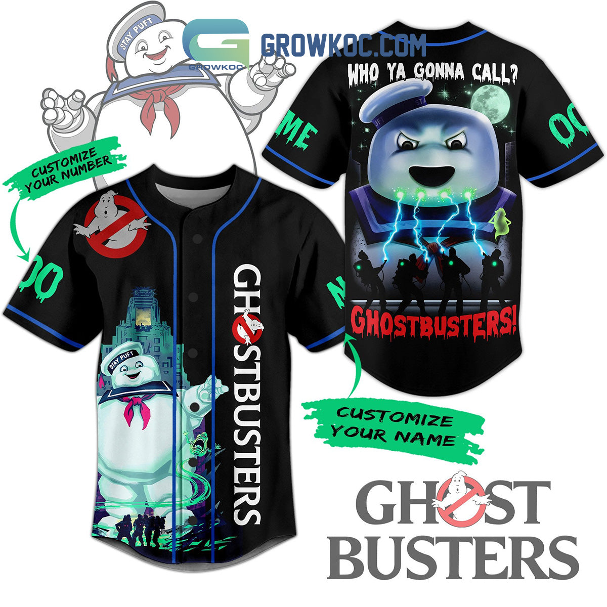 Ghostbusters I Ain’t Afraid Of No Ghost Personalized Baseball Jersey baseball jersey product view 1