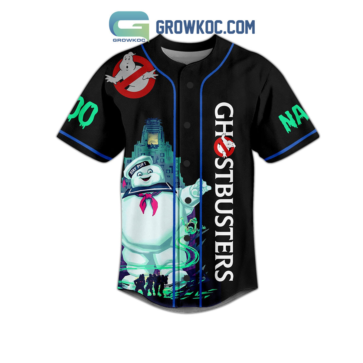 Ghostbusters I Ain’t Afraid Of No Ghost Personalized Baseball Jersey baseball jersey product view 3