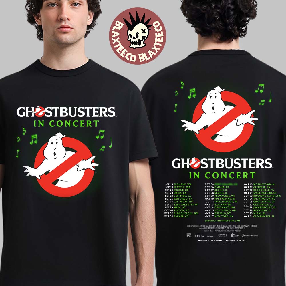 Ghostbusters In Concert 2026 North America Schedule Dates Two Sided T-Shirt Unisex T-shirt, Sweatshirt, Hoodie, Long Sleeve Tee - T-Shirt, Sweatshirt, Hoodie