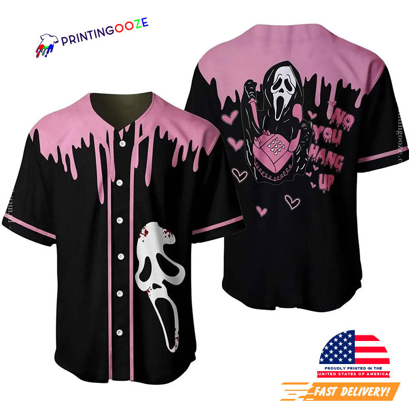 Ghostface No You Hang Up Halloween Baseball Jersey baseball jersey product view 1