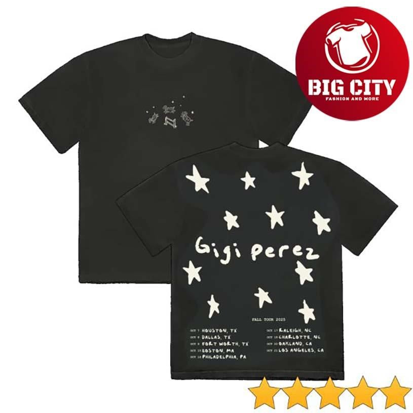 Gigi Perez Black Tour 2025 Two Sided Shirt Unisex T-shirt, Sweatshirt, Hoodie, Long Sleeve Tee - T-Shirt, Sweatshirt, Hoodie