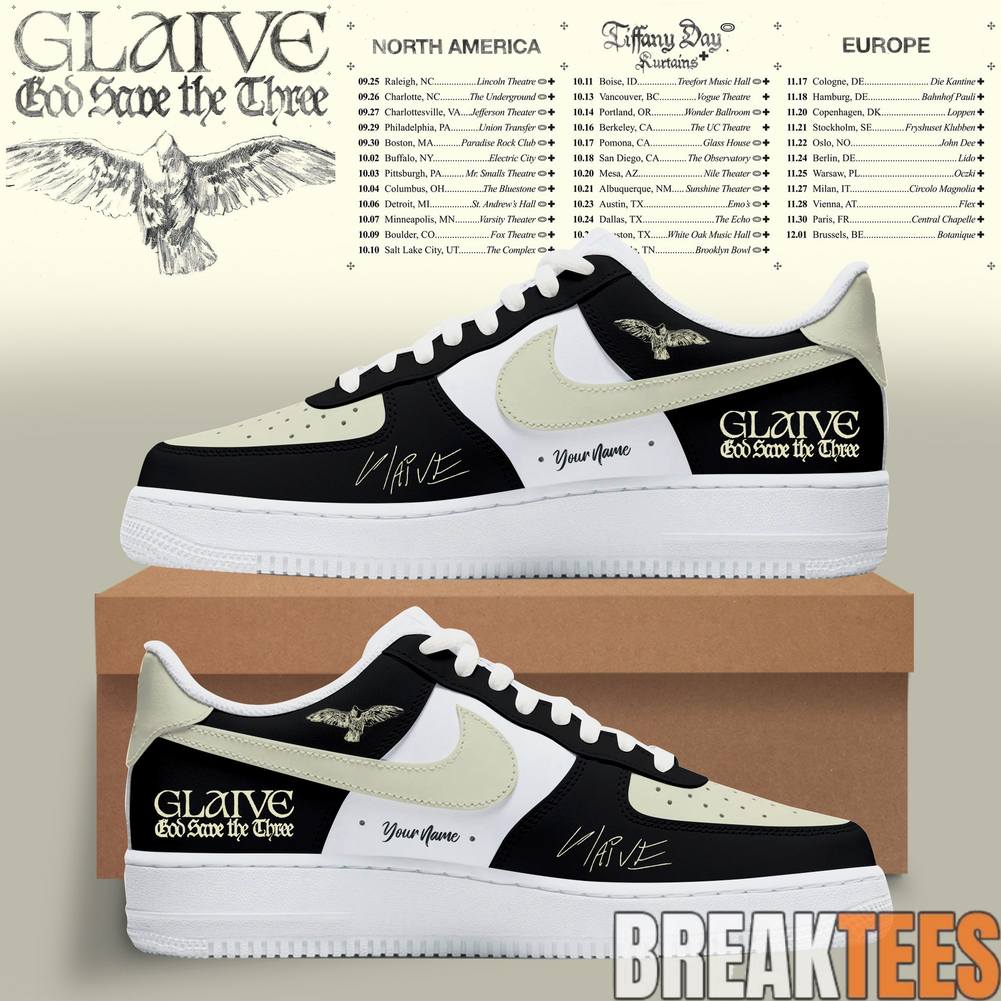 Glaive God Save The Teen 2026 Tour Custom Air Force 1 Shoes Unisex T-shirt, Sweatshirt, Hoodie, Long Sleeve Tee - T-Shirt, Sweatshirt, Hoodie