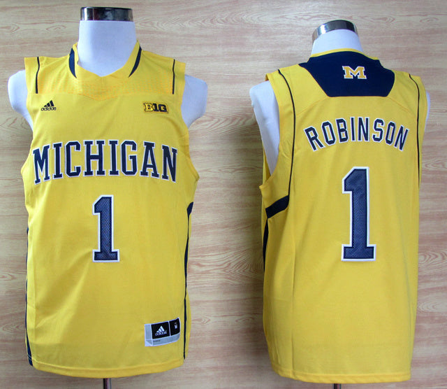 Glenn Robinson III #1 Yellow With Big 10 Logo College Football Jersey football jersey product view 1