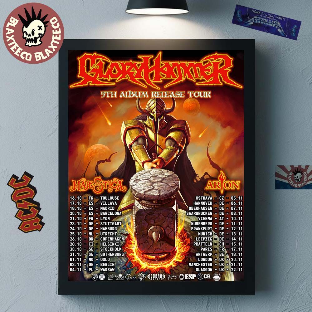 Gloryhammer 5th Album Release Tour 2026 Uk And Europe Schedule Dates Poster Canvas For Home Decor - T-Shirt, Sweatshirt, Hoodie