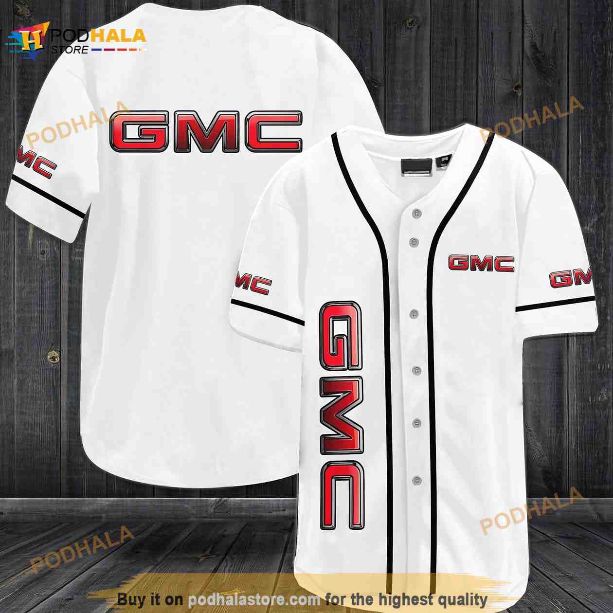 Gmc 3D Baseball Jersey White baseball jersey product view 1