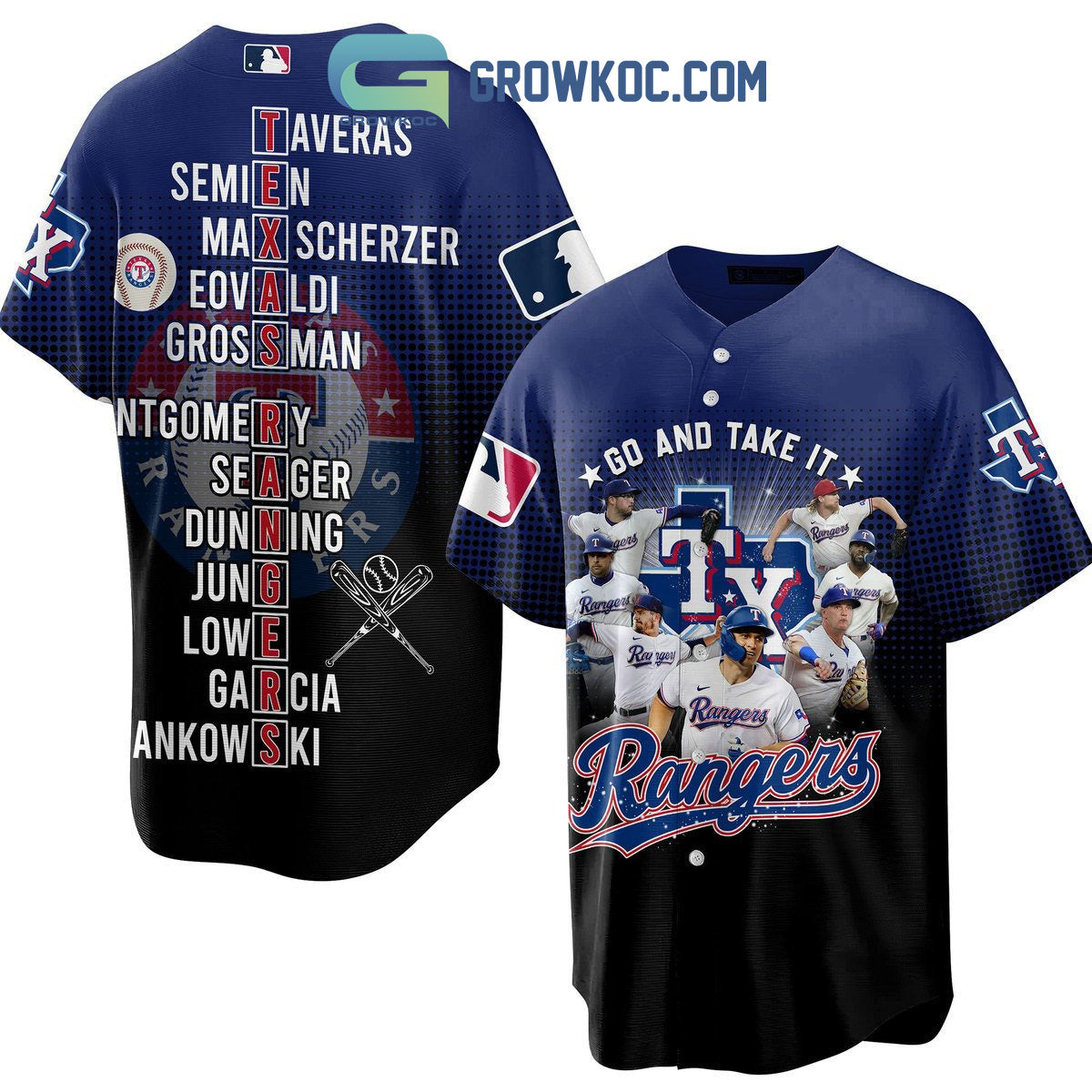 Go And Take It Rangers Baseball Jersey baseball jersey product view 2
