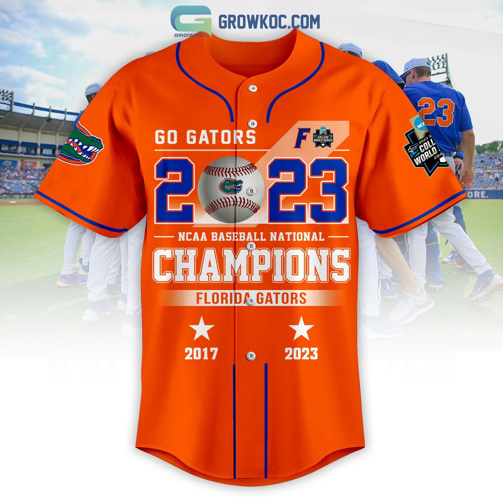 Go Gators 2023 NCAA Baseball National Champions Baseball Jersey baseball jersey product view 4