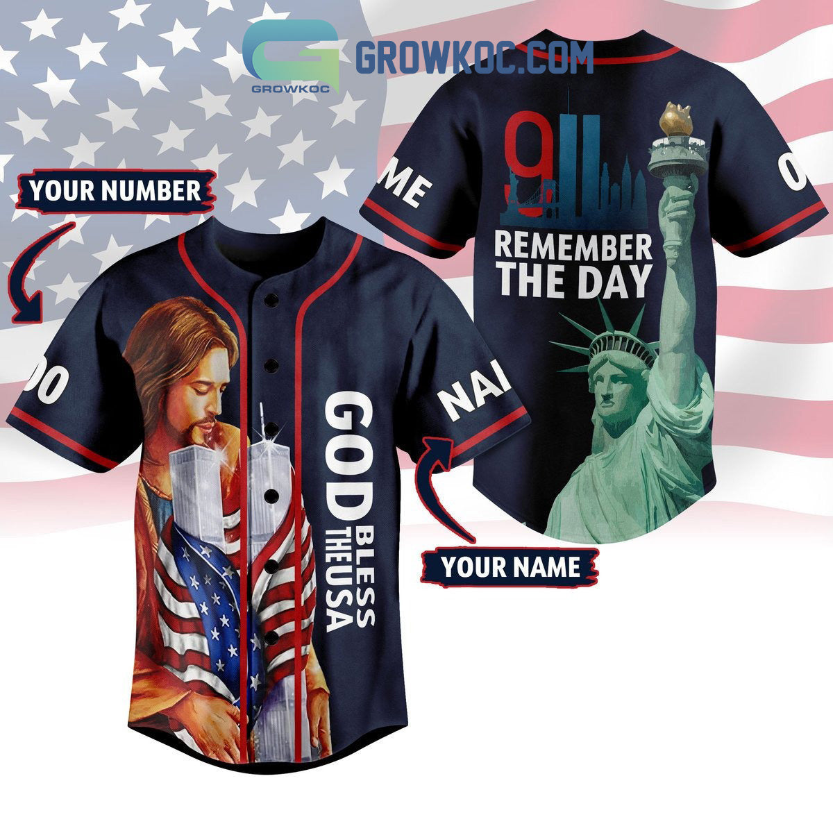 God Bless The USA November 9 Remember The Day Personalized Baseball Jersey baseball jersey product view 1