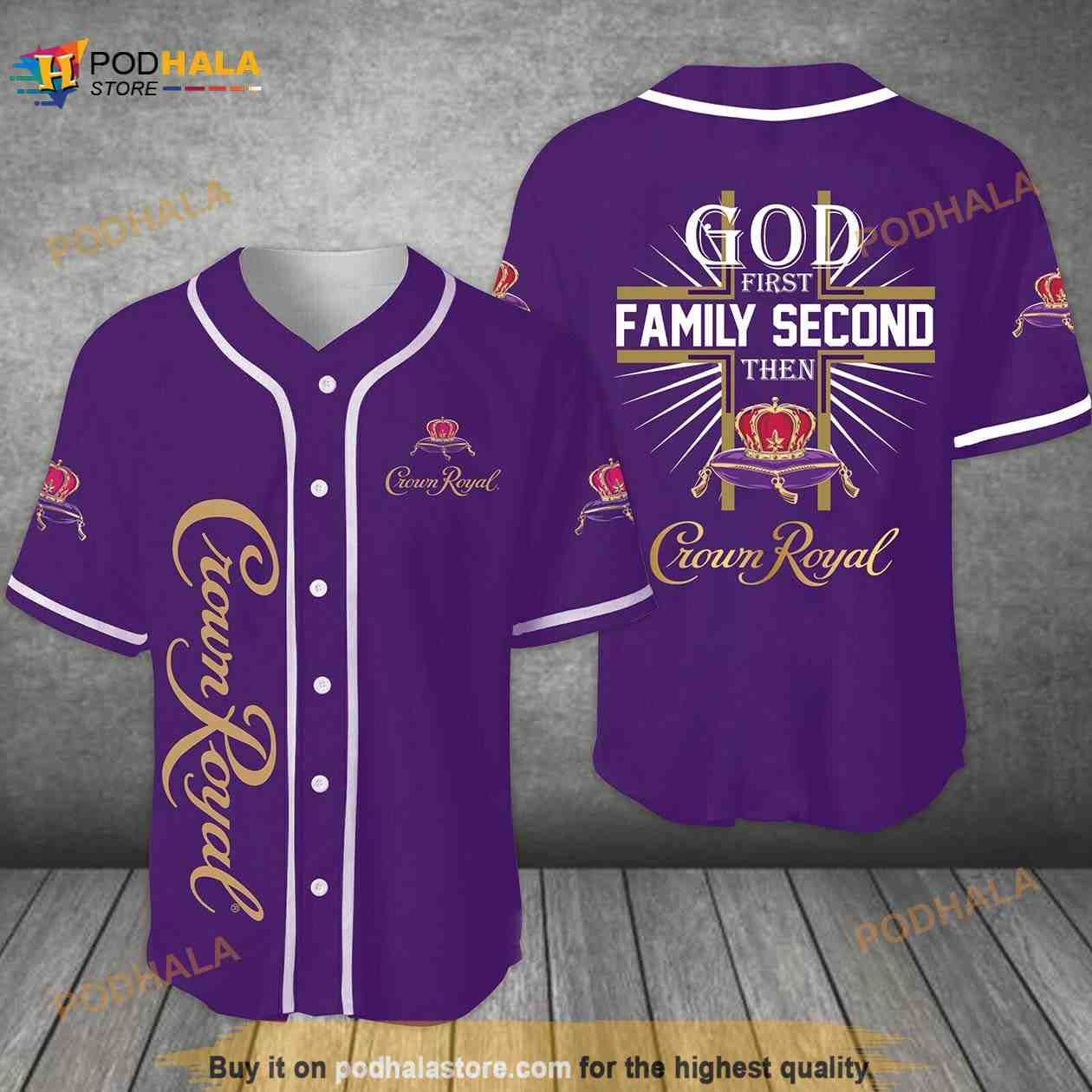 God First Family Second Then Crown Royal 3D Baseball Jersey baseball jersey product view 1