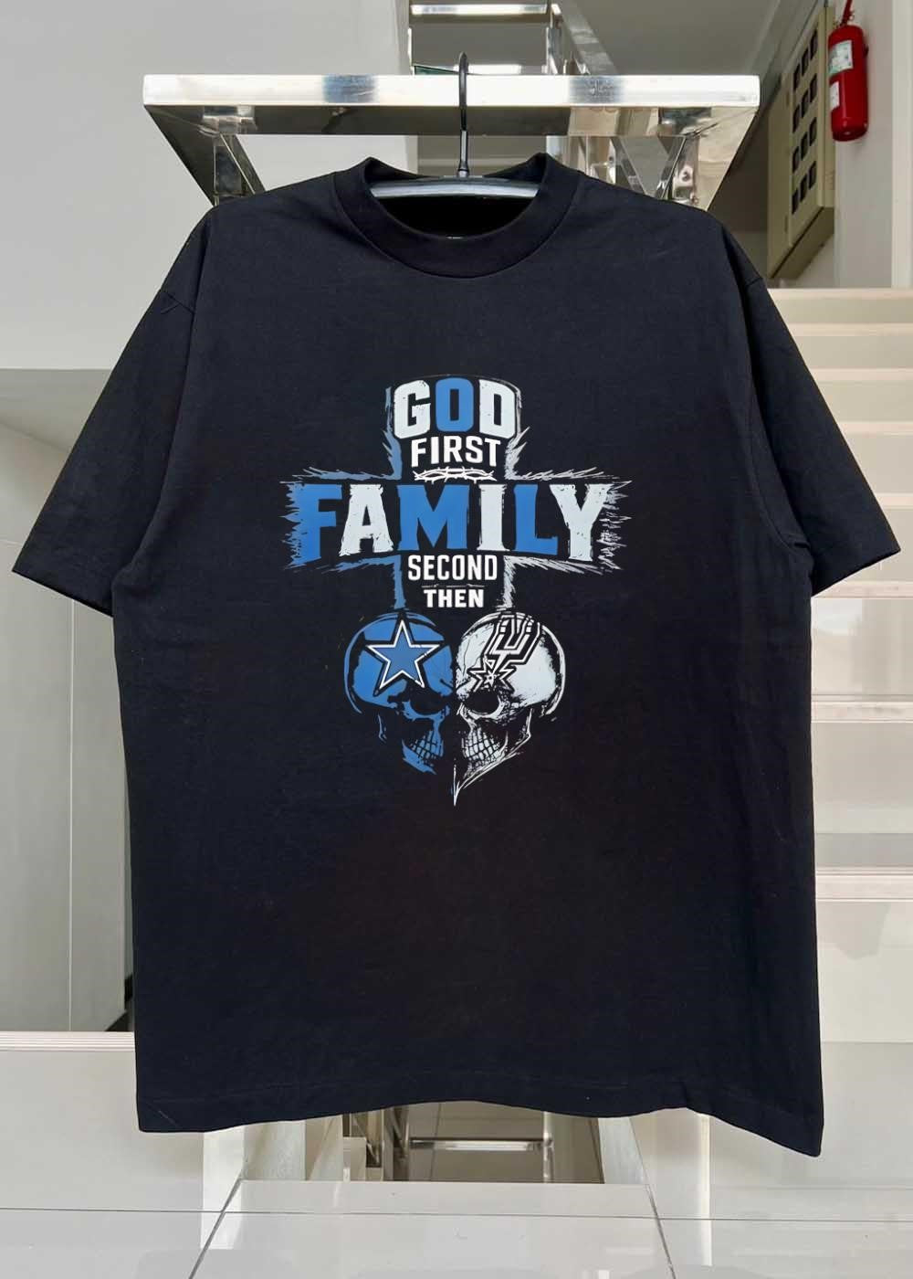 God First Family Second Then Dallas Cowboys San - Adult & Kids T-Shirts, Sweatshirts & Hoodies apparel design preview 3