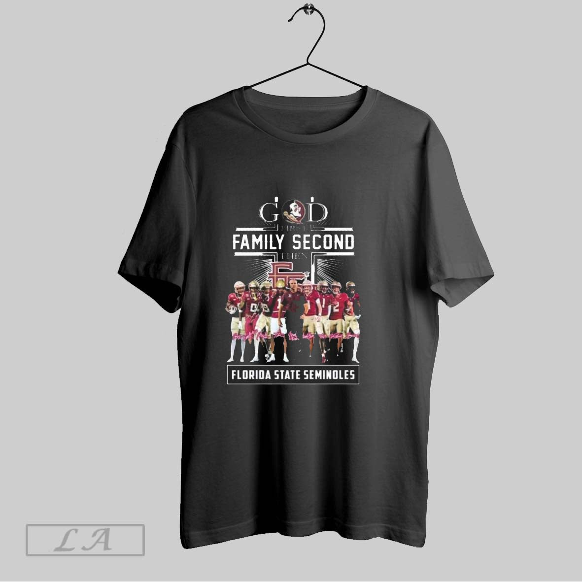 God First Family Second Then Florida State Seminoles Players Signatures 2025 Unisex T-shirt, Sweatshirt, Hoodie, Long Sleeve Tee - T-Shirt, Sweatshirt, Hoodie