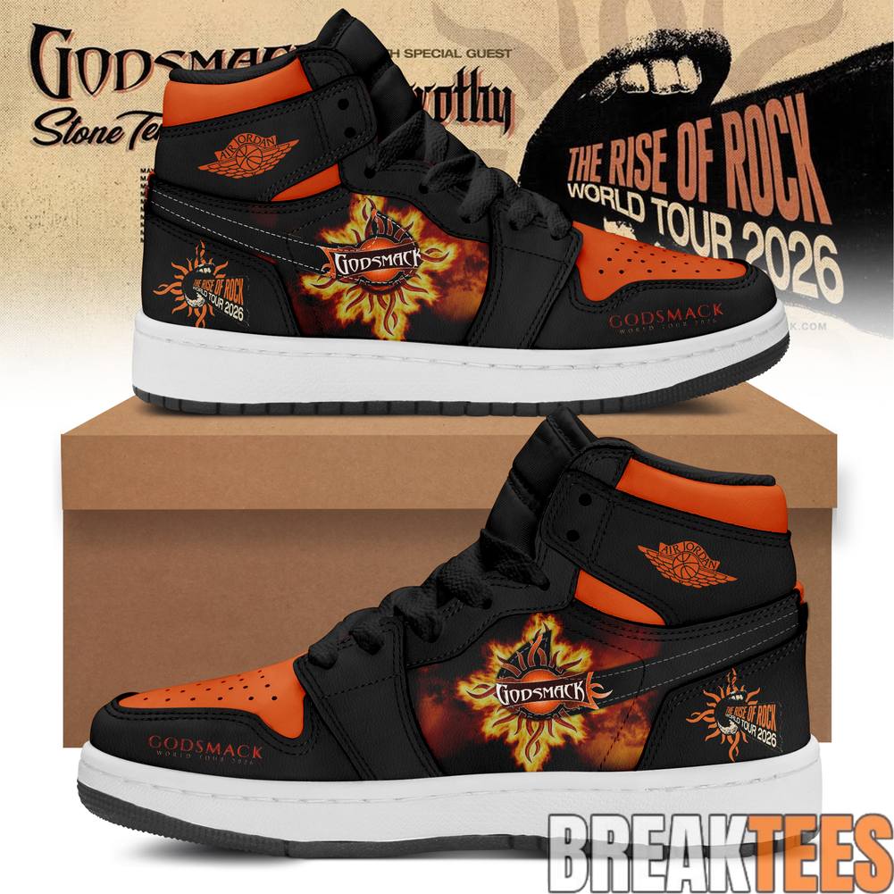 Godsmack The Rise of Rock World Tour 2026 Stone Temple Pilots AJ1 Shoes Unisex T-shirt, Sweatshirt, Hoodie, Long Sleeve Tee - T-Shirt, Sweatshirt, Hoodie