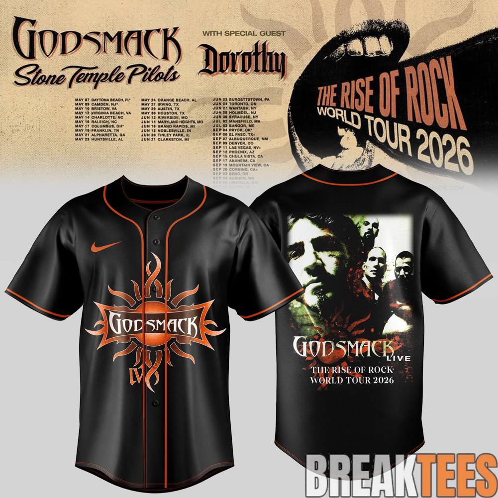 Godsmack The Rise of Rock World Tour 2026 Stone Temple Pilots Jersey Unisex T-shirt, Sweatshirt, Hoodie, Long Sleeve Tee - T-Shirt, Sweatshirt, Hoodie