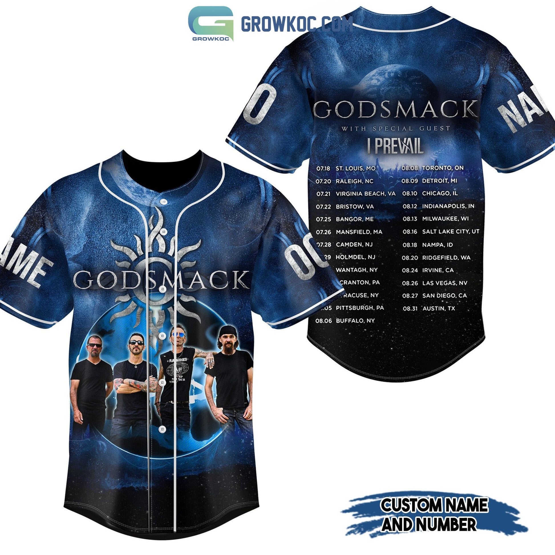 Godsmack With Special Guest I Prevail Personalized Baseball Jersey baseball jersey product view 1