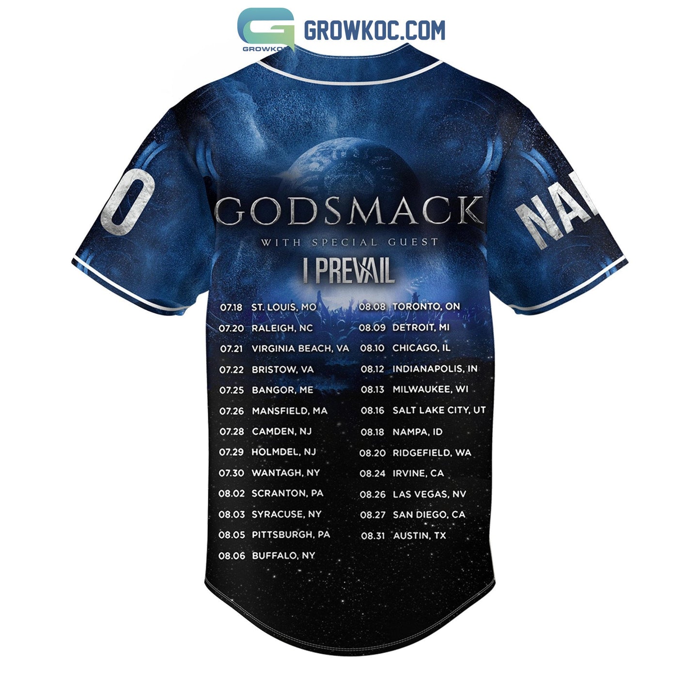 Godsmack With Special Guest I Prevail Personalized Baseball Jersey baseball jersey product view 2