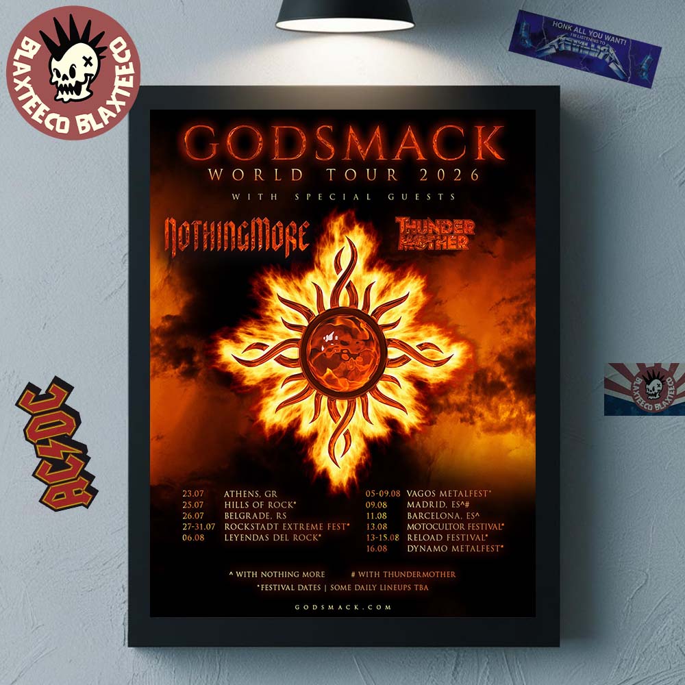 Godsmack World Tour 2026 Europe Schedule Tour Dates Home Decor Poster Canvas Unisex T-shirt, Sweatshirt, Hoodie, Long Sleeve Tee - T-Shirt, Sweatshirt, Hoodie