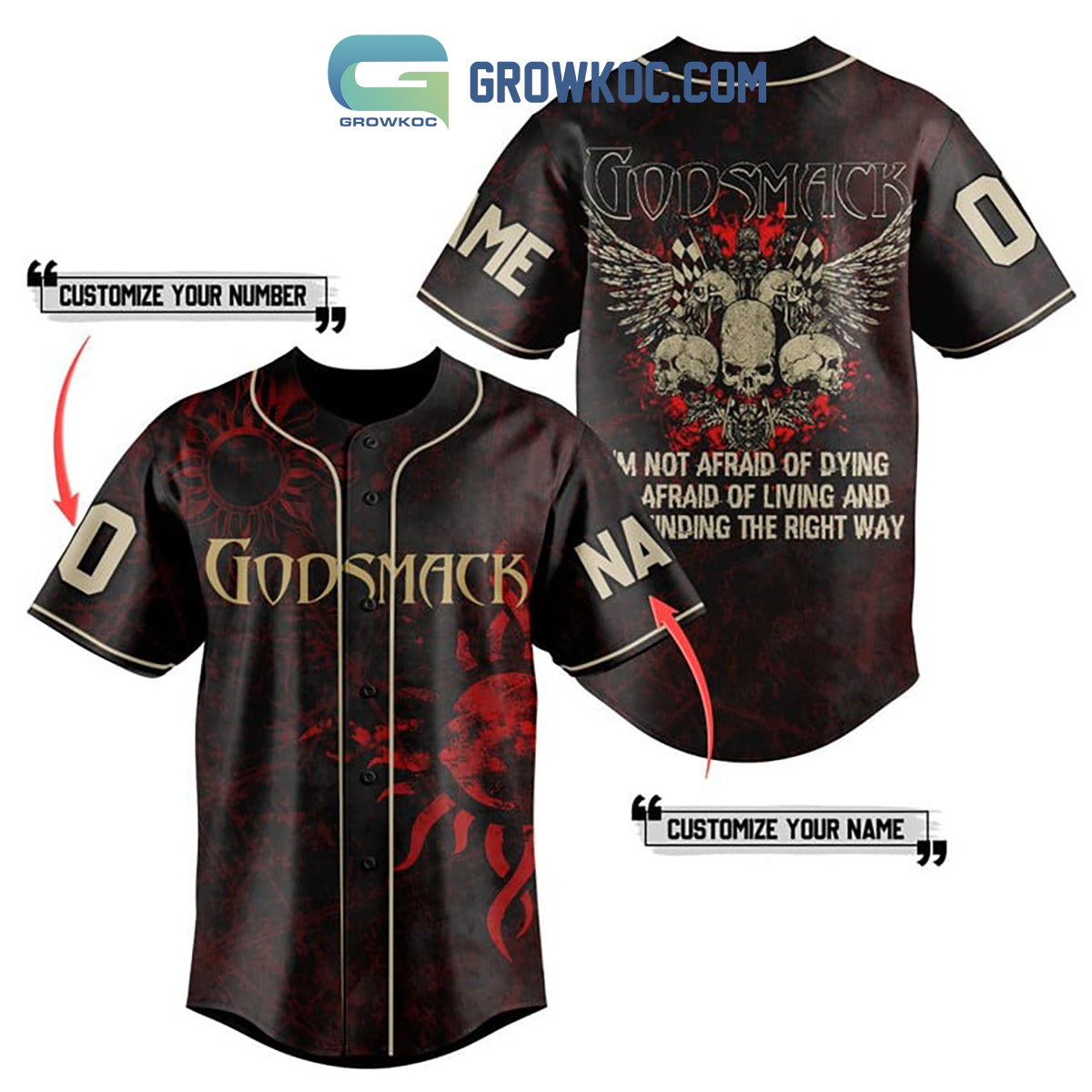 Godsmacks Fan Personalized Baseball Jersey baseball jersey product view 1