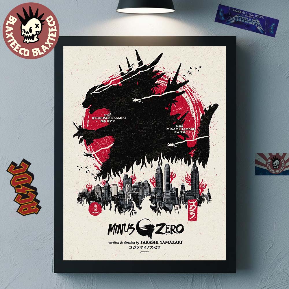 Godzilla Minus Zero Japan Flag Style Art A New Threat is Looming Home Decor Poster Canvas Unisex T-shirt, Sweatshirt, Hoodie, Long Sleeve Tee - T-Shirt, Sweatshirt, Hoodie