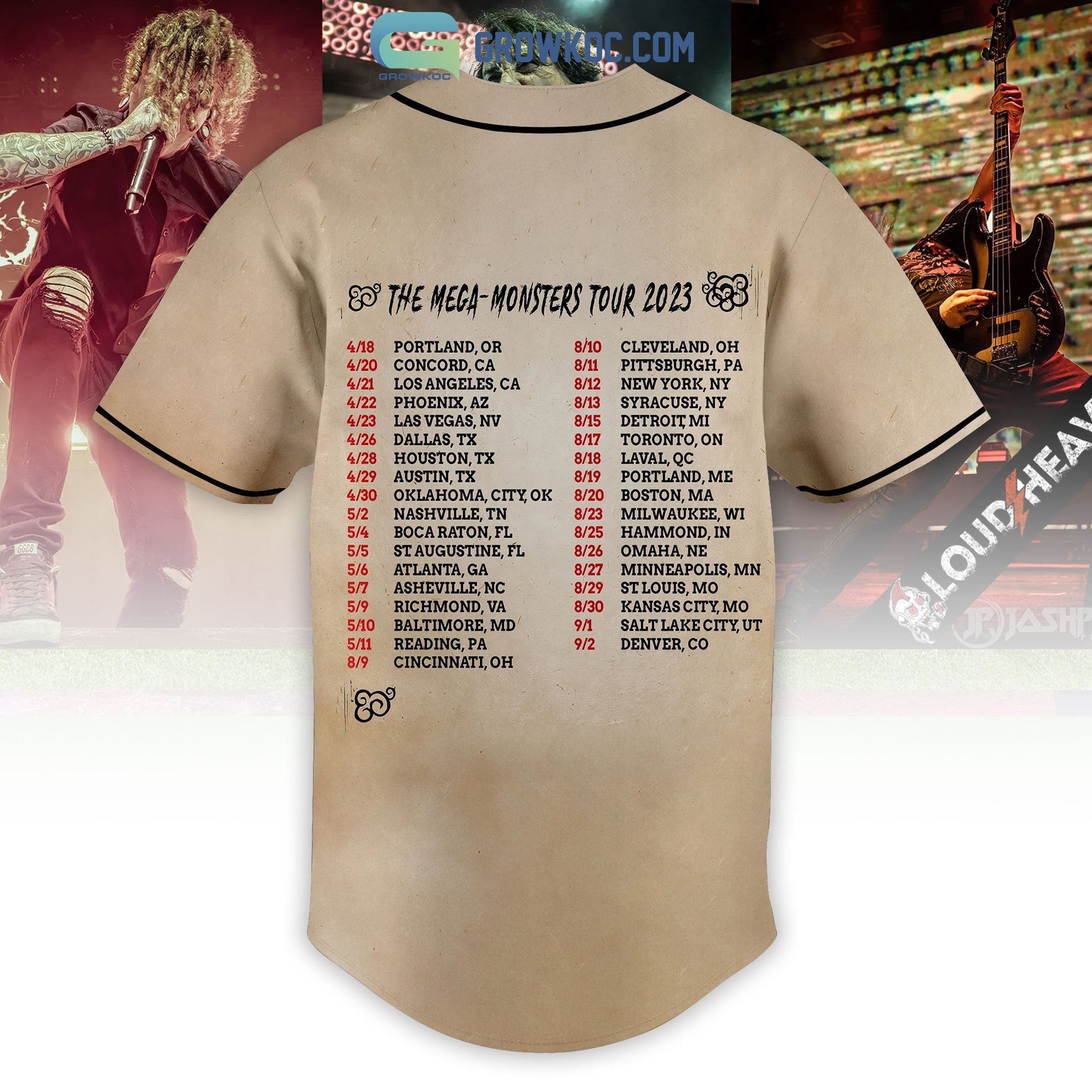 Gojira And Mastodon The Mega Monsters Tour 2023 Baseball Jersey baseball jersey product view 3