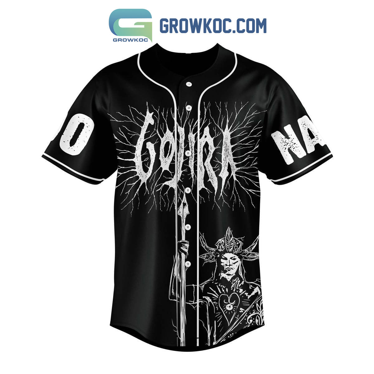 Gojira And Mastodon The Mega Monsters Tour 2023 Personalized Black Design Baseball Jersey baseball jersey product view 3