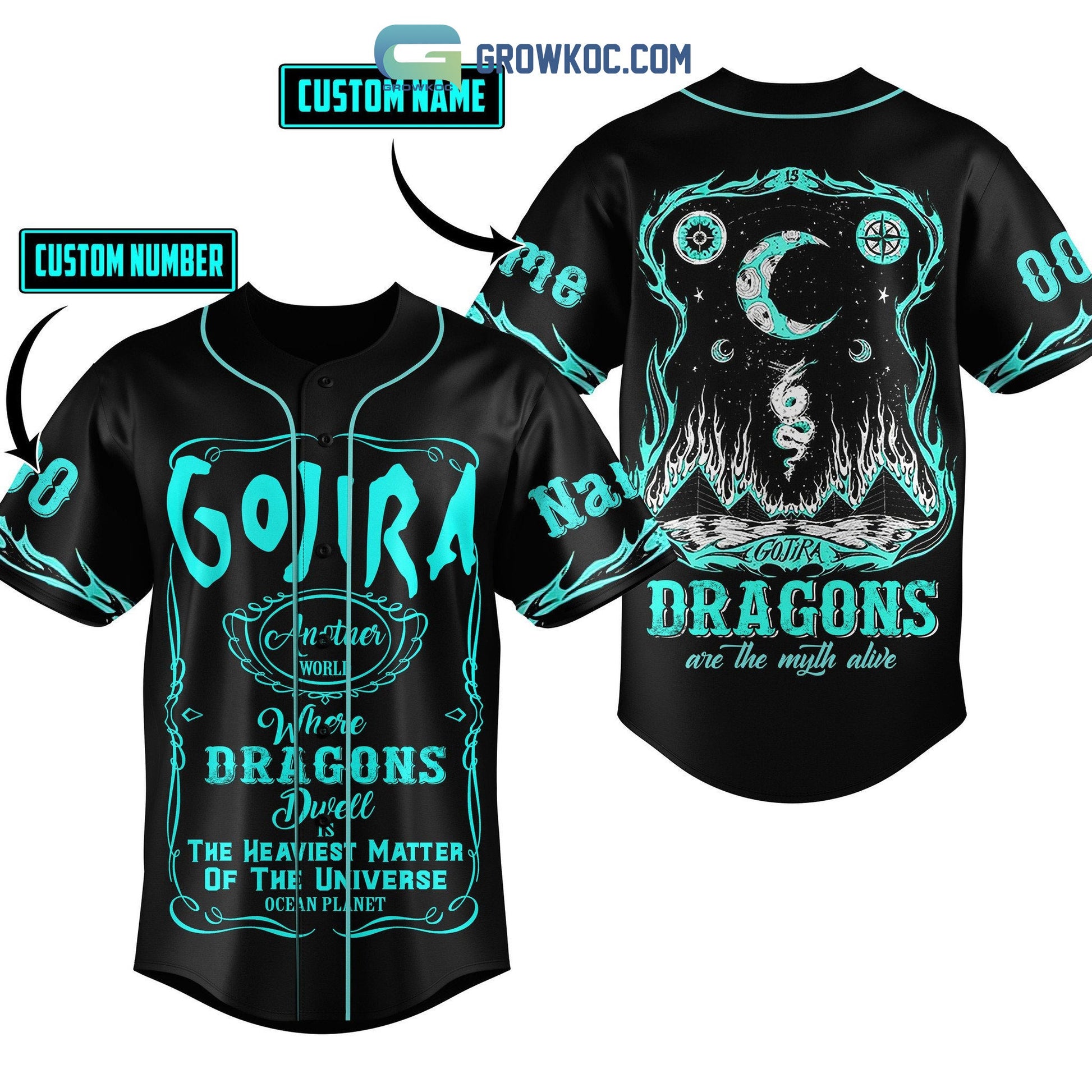 Gojira Dragons Are The Myth Alive Personalized Baseball Jersey baseball jersey product view 1