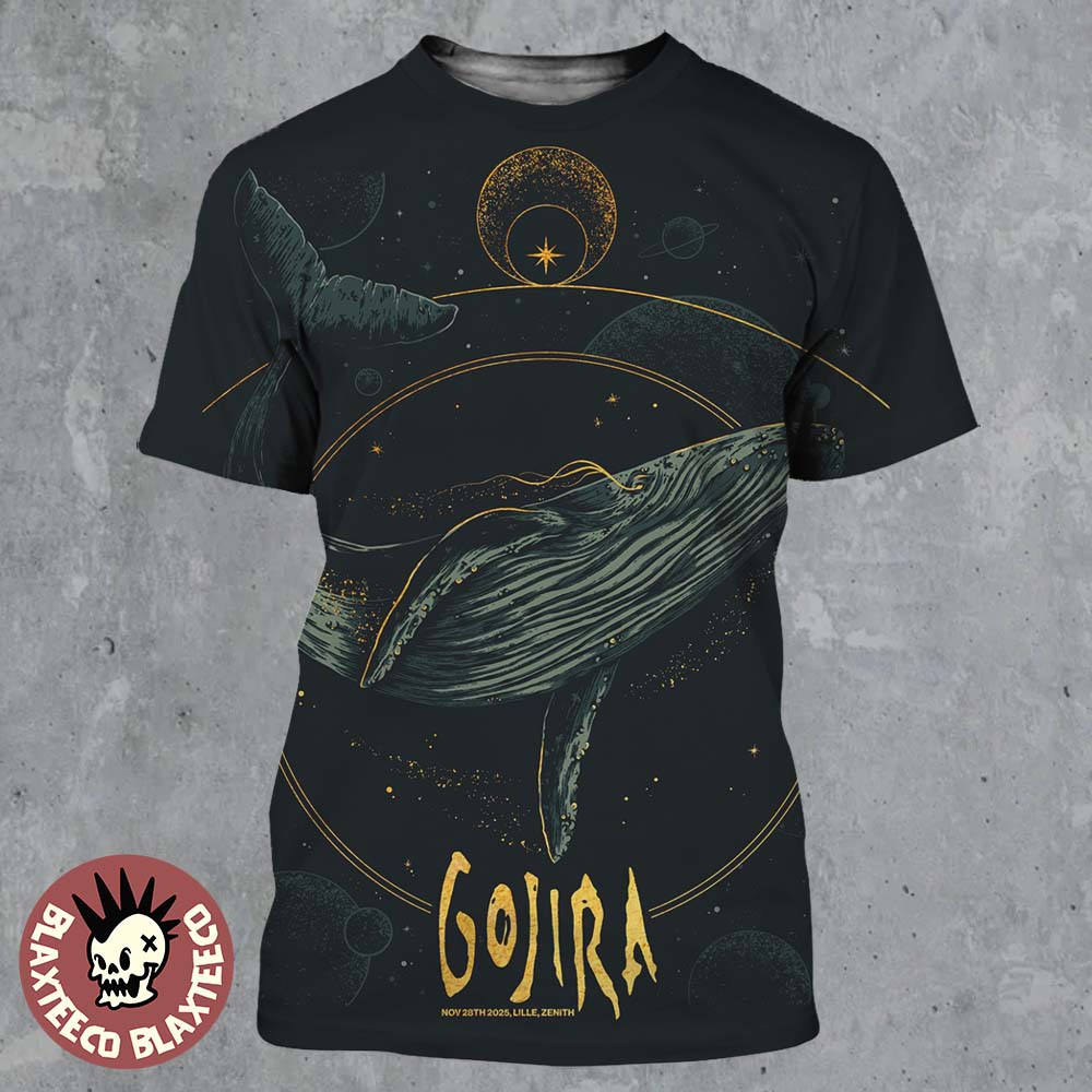 Gojira Lille France 2025 Event Poster At Zenith of Lille On November 28 2025 The Whale Art All Over Print Shirt - T-Shirt, Sweatshirt, Hoodie