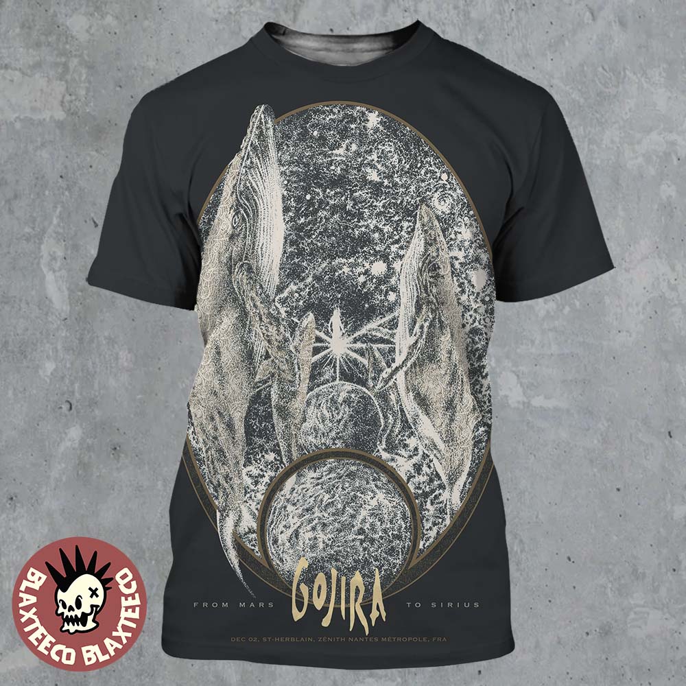 Gojira St Herblain France 2025 Event Poster At Zenith Nantes Metropole On December 2 2025 From Mars To Sirius All Over Print Shirt - T-Shirt, Sweatshirt, Hoodie