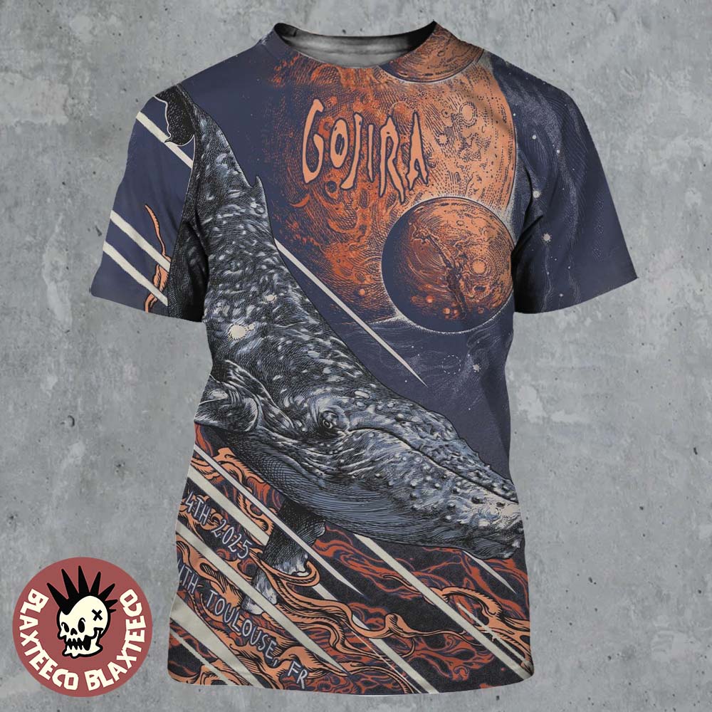 Gojira Toulouse France 2025 Venue Poster At Zenith On December 4 2025 Space Whale Art All Over Print Shirt - T-Shirt, Sweatshirt, Hoodie
