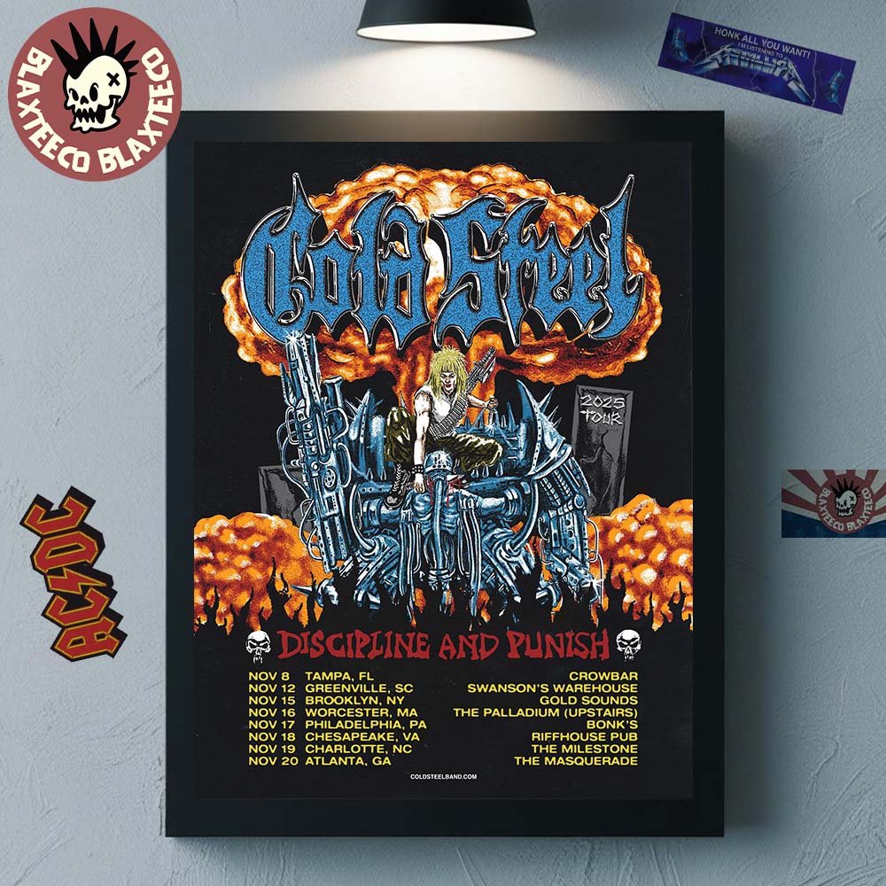 Gold Steel Discipline And Punish Tour 2025 North America November City Dates Poster Canvas - T-Shirt, Sweatshirt, Hoodie