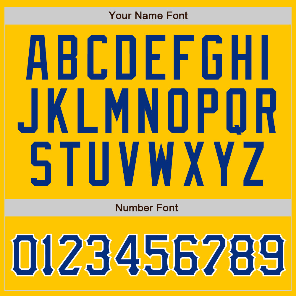 Custom Yellow Royal Pinstripe Royal-White Authentic Baseball Jersey baseball jersey product view 4