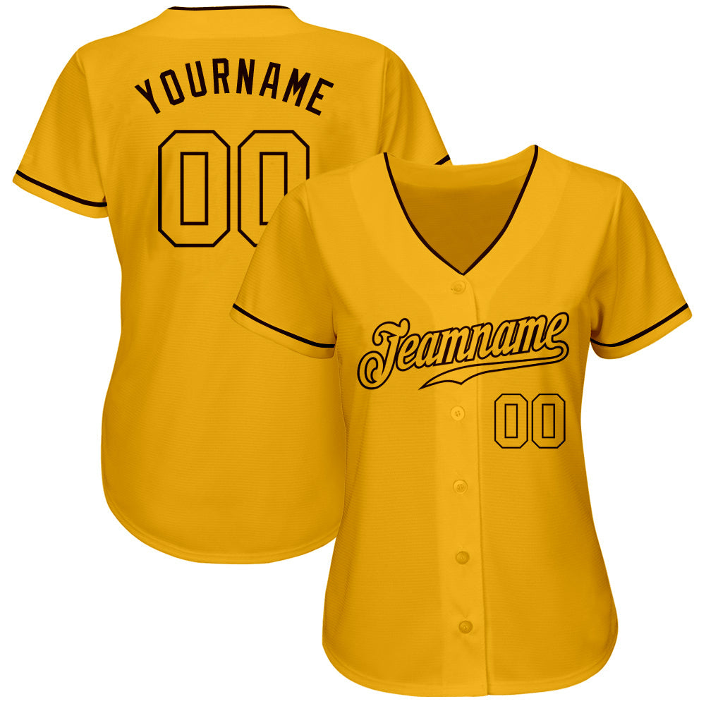 Custom Gold Gold-Brown Authentic Baseball Jersey baseball jersey product view 2
