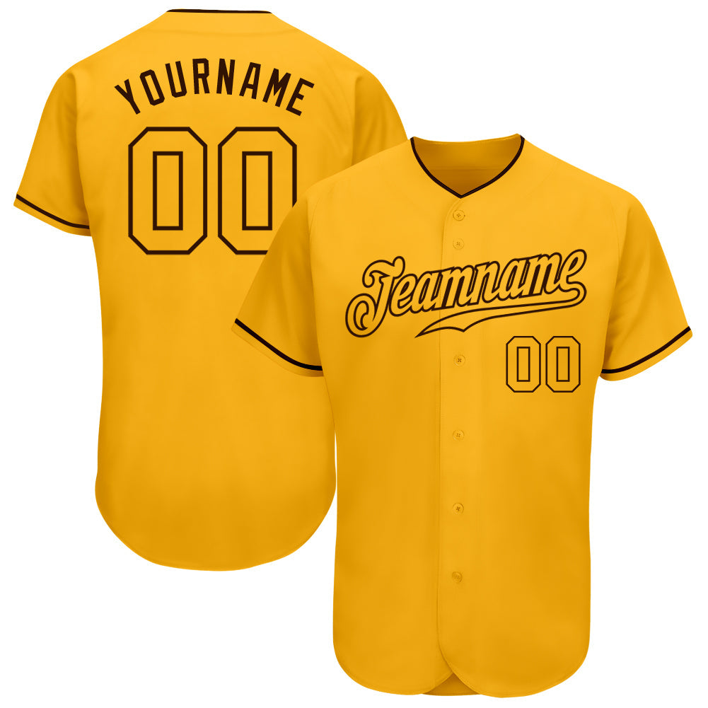 Custom Gold Gold-Brown Authentic Baseball Jersey baseball jersey product view 1