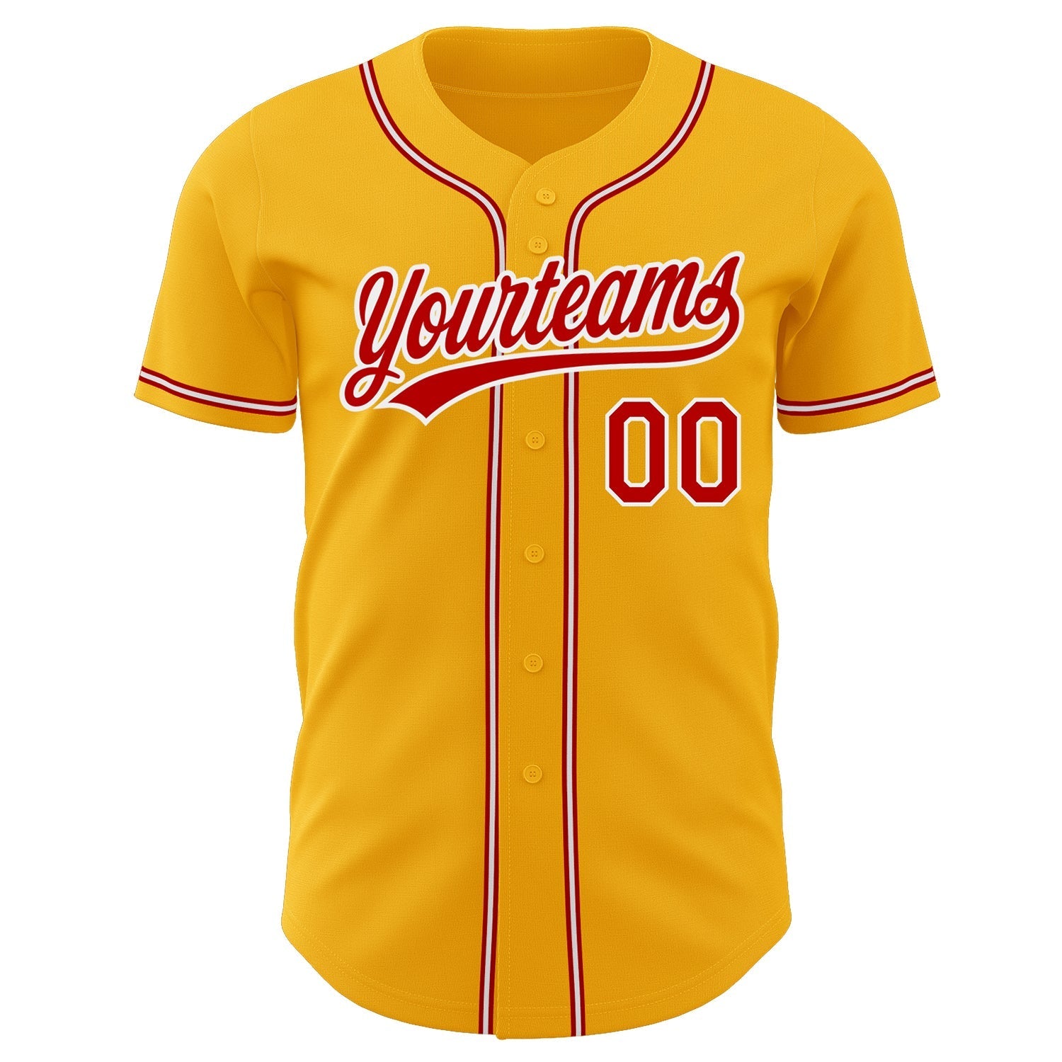 Custom Gold Red-White Authentic Baseball Jersey baseball jersey product view 2
