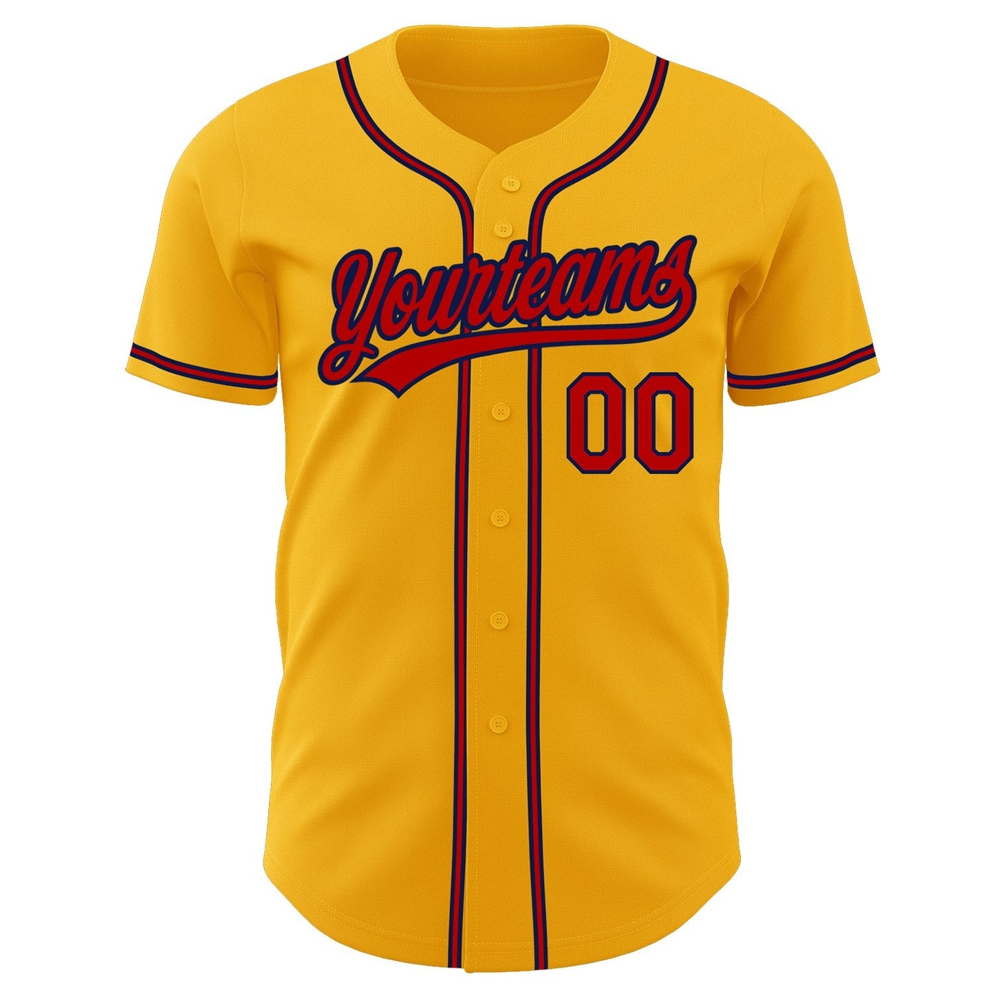 Custom Gold Red-Navy Authentic Baseball Jersey baseball jersey product view 2