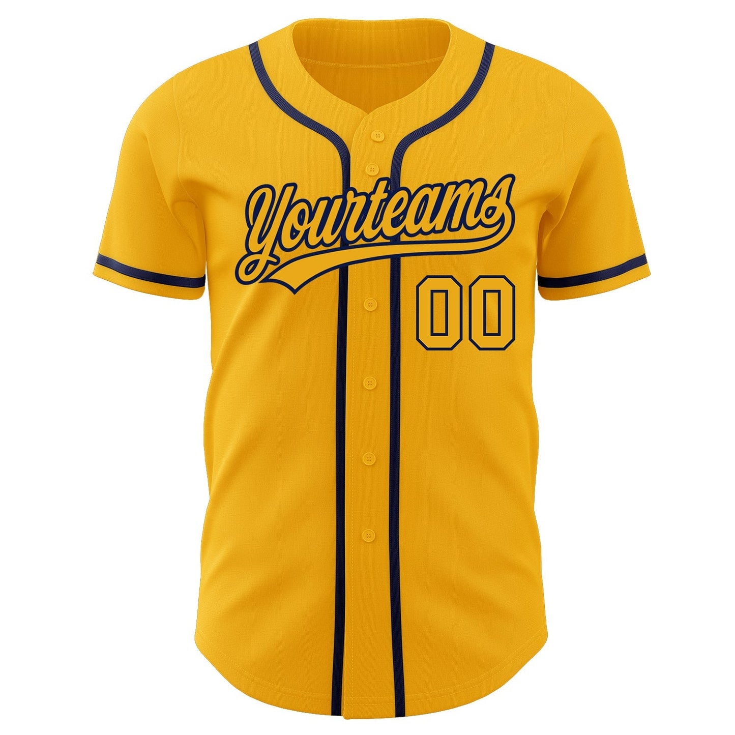 Custom Gold Gold-Navy Authentic Baseball Jersey baseball jersey product view 2