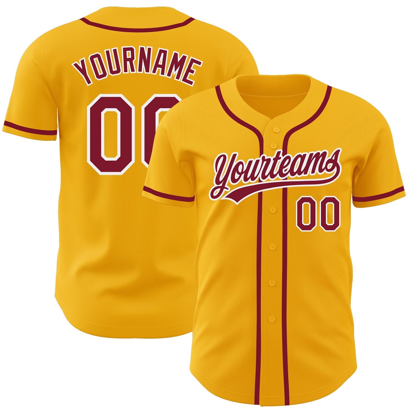 Custom Gold Crimson-White Authentic Baseball Jersey baseball jersey product view 1
